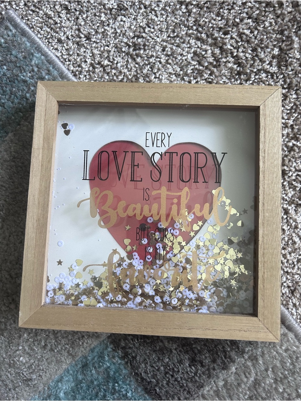 Framed Decorative Heart Shaker Sign - Pink and Gold
